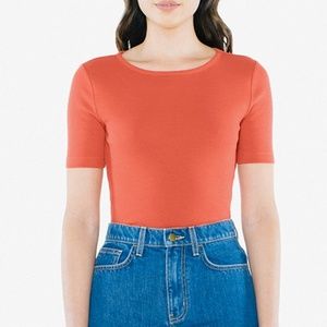 American Apparel Orange Cotton Rib Fitted Tshirt